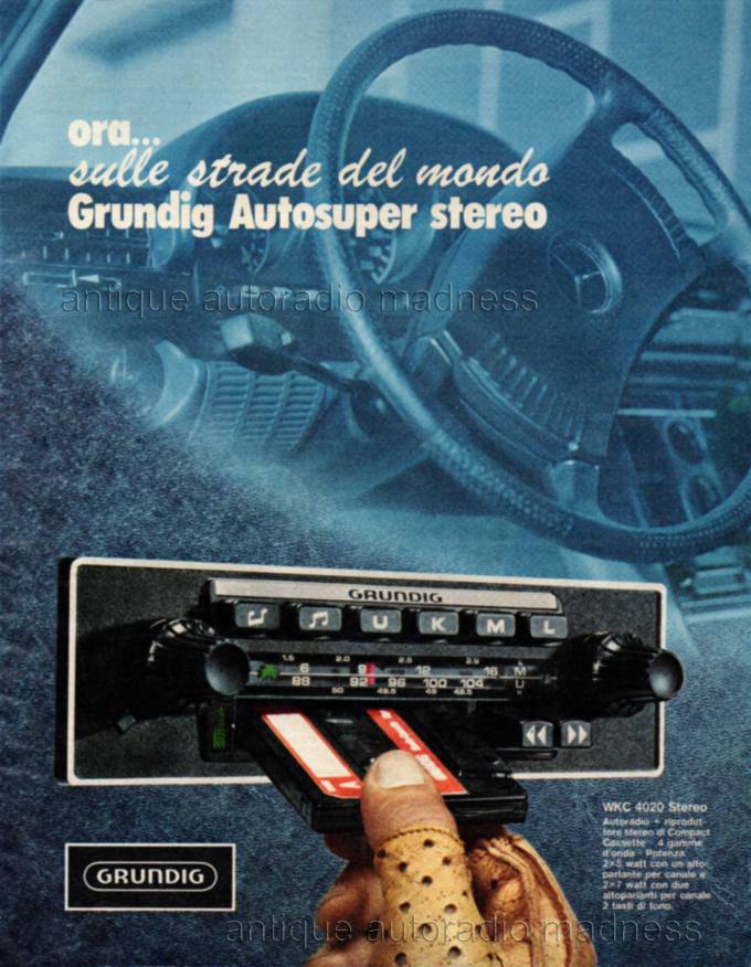 Publicité 1976 autoradio GRUNDIG WKC 4020 Stereo (Italie)