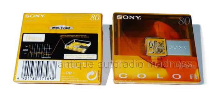 MiniDisc enregistrable vintage SONY type MDW-80CRY - Serie Color Yellow (NOS)