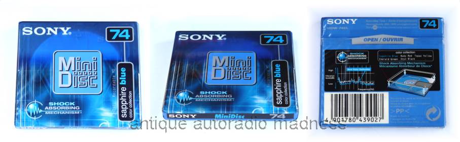 MiniDisc enregistrable vintage SONY type MDW-74EL - Serie Sapphire Blue (NOS)