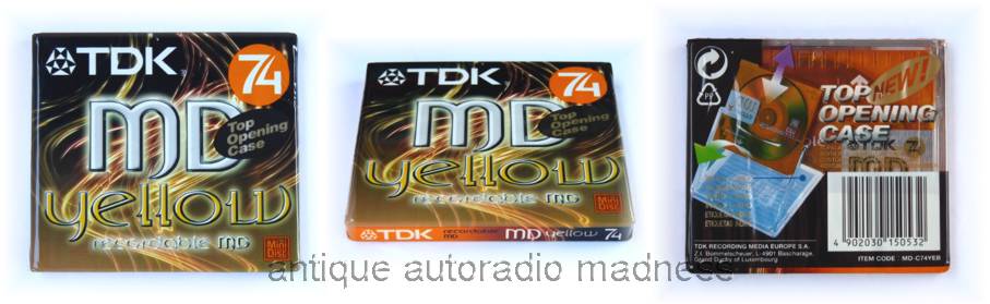Old style MiniDisc TDK model MD-C74YEB - Yellow NOS