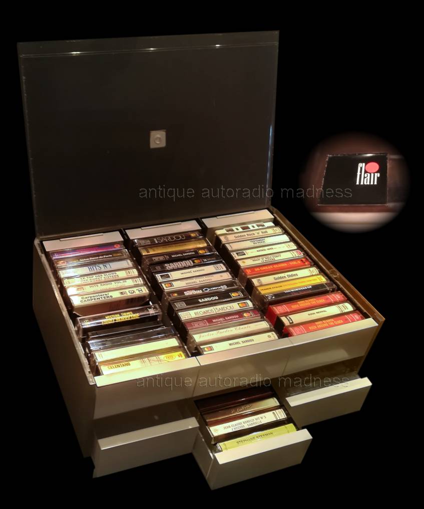 Vintage storage system with drawers for audio min cassettes - Flair (Different colors)