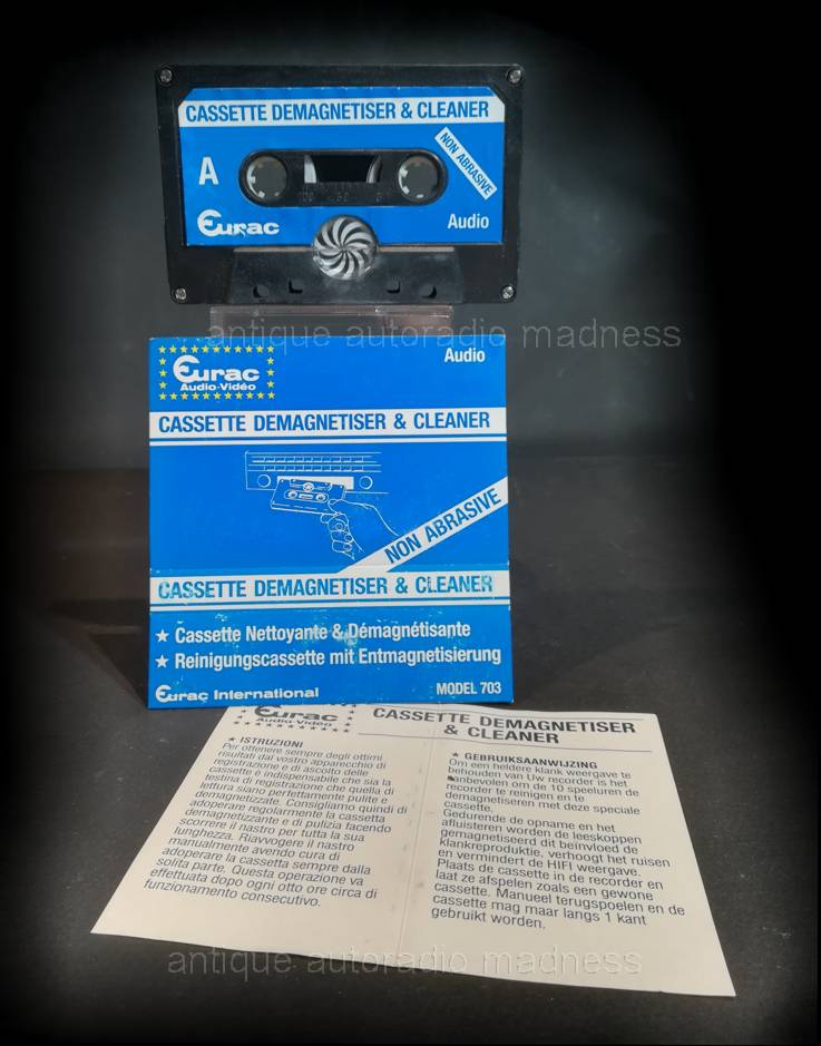Collection vintage de mini cassettes audio: Cassette de nettoyage et démagnétisation de la marque EURAC
