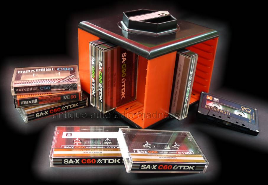 Vintage Cassette bar (orange case) for compact audio mini cassettes