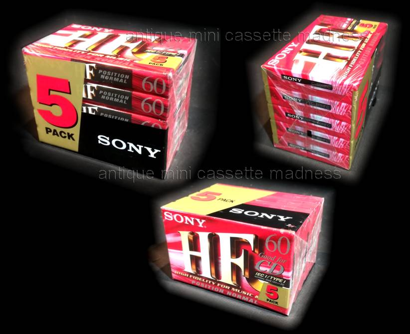 Vintage SONY compact audio tape cassette  model HF 90 NOS - 5 pack unsealed  year 1999