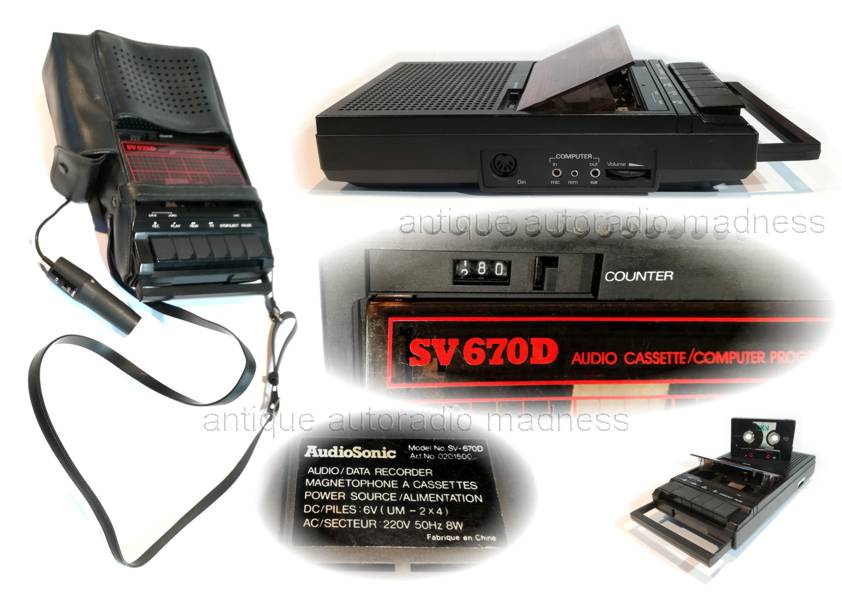 Vintage portable cassette recorder Audiosonic model SV670D (computer program recorder)  - 3