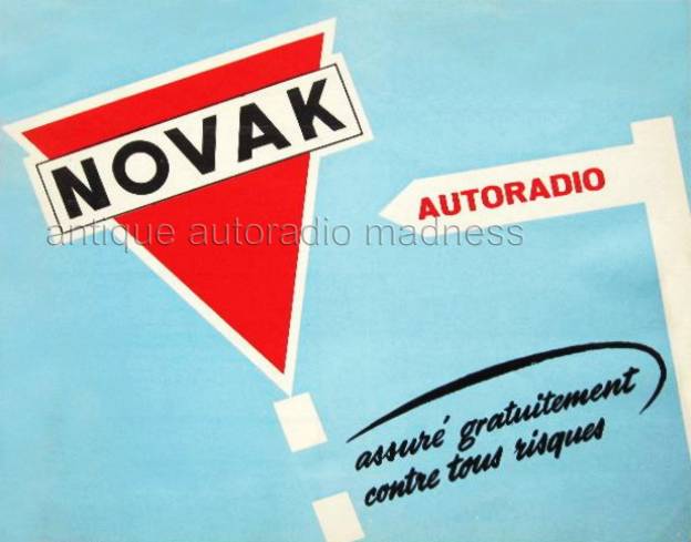 Publicité 50s autoradios NOVAK "Assurance gratuite"
