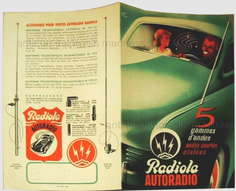 Folder publicitaire vintage autoradio RADIOLA type RA 393 V (1950) - 1