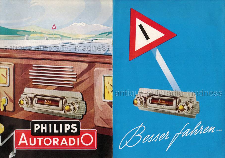 Vintage PHILIPS car radio advertising 1951 model Autosuper 593