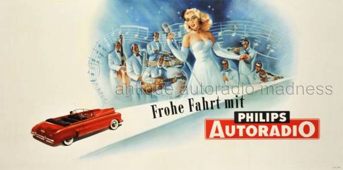 Vintage advertising PHILIPS car radio- 1953