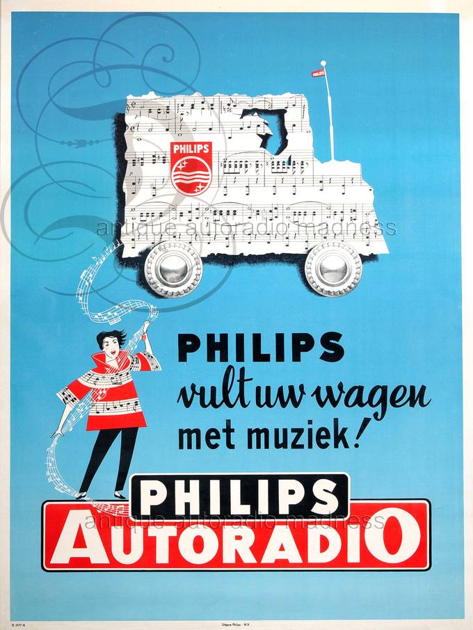 old school PHILIPS car radio advertisement year 1954 (NL)