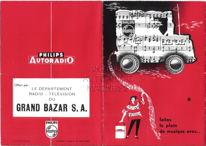 Vintage PHILIPS car radio catalog year 1955