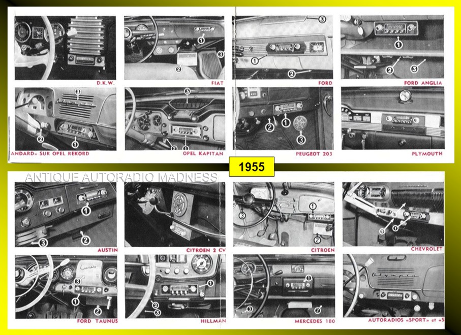 PHILIPS car radios installation tips on multiple vehicules year 1954