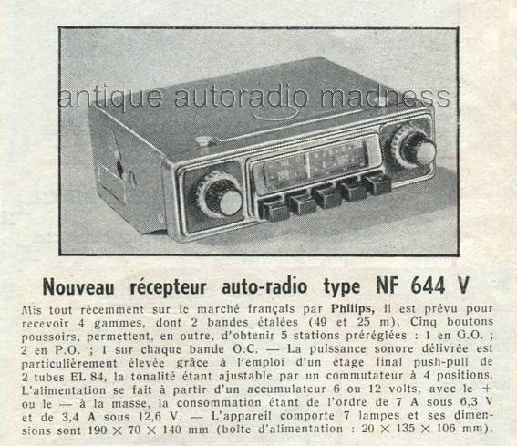 Article de presse du modèle PHILIPS NF 644 V