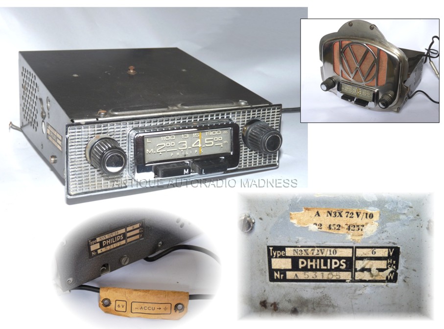 Oldschool PHILIPS car radio model N3X 72 V year 1957