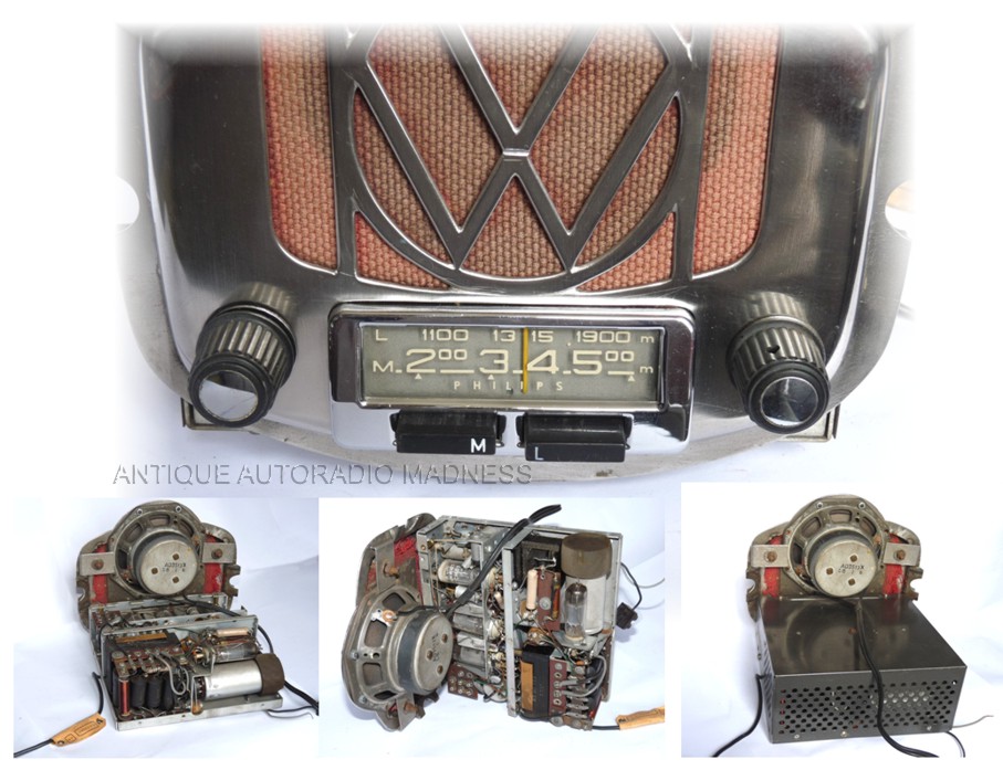 Oldschool PHILIPS car radio model N3X 72 V year 1957 - VW installation - 2
