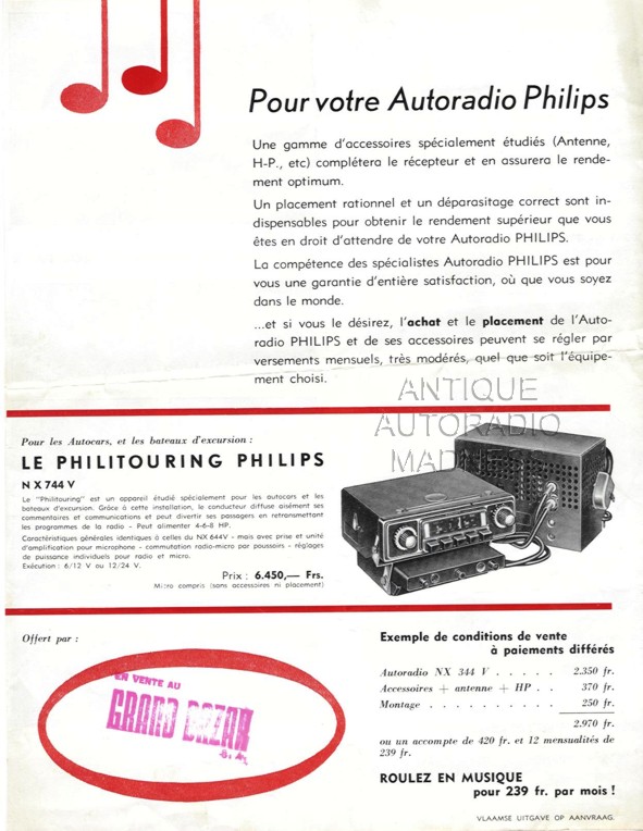 Old PHILIPS car radio catalog year 1957 - 2