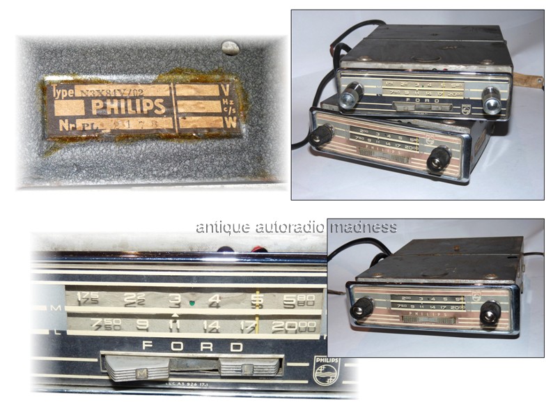 Vintage PHILIPS car radio model N3X84V (FORD)
