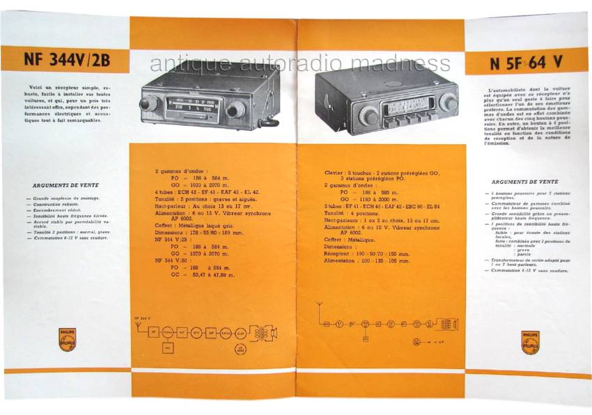 Oldschool PHILIPS car radio catalog year 1958 - 2