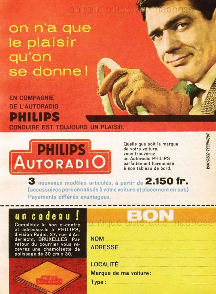 Publicité vintage de presse écrite PHILIPS car radio - année 1959