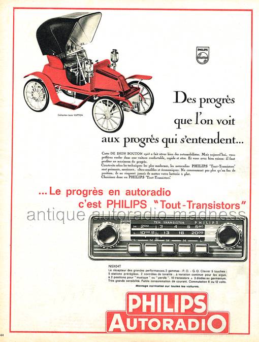 Vintage PHILIPS car radio advert. model N5X04T - 1962