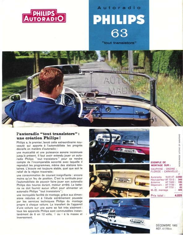 Vintage PHILIPS car radio catalog year 1963
