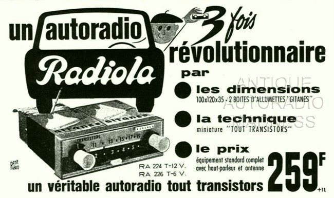 Vintage PHILIPS car radio advert. models RA 224 T - RA 226 T