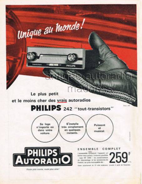 Vintage PHILIPS car radio model 242 - 1966