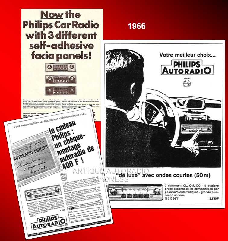 Several vintage PHILIPS car radio advertisements - 1966