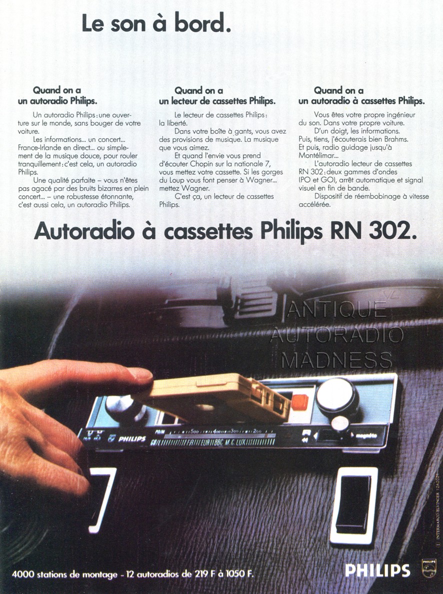 Oldschool PHILIPS car radio advertising model RN 302  year 1970