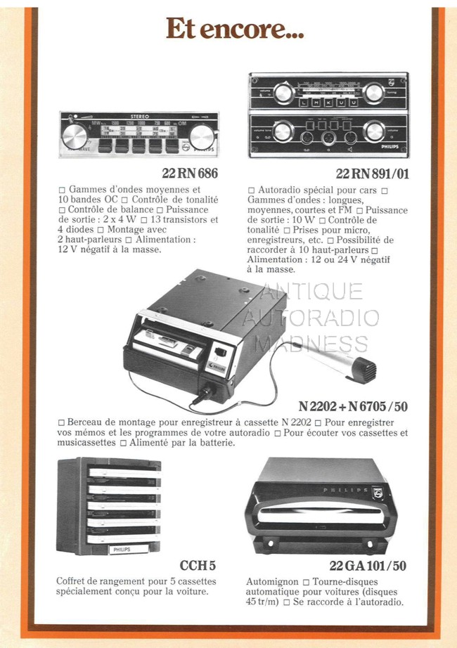Ancien catalogue PHILIPS autoradios 1971 - 6