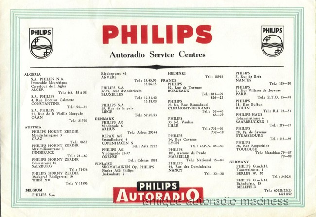 Ancien carte de garantie PHILIPS autoradios - 3