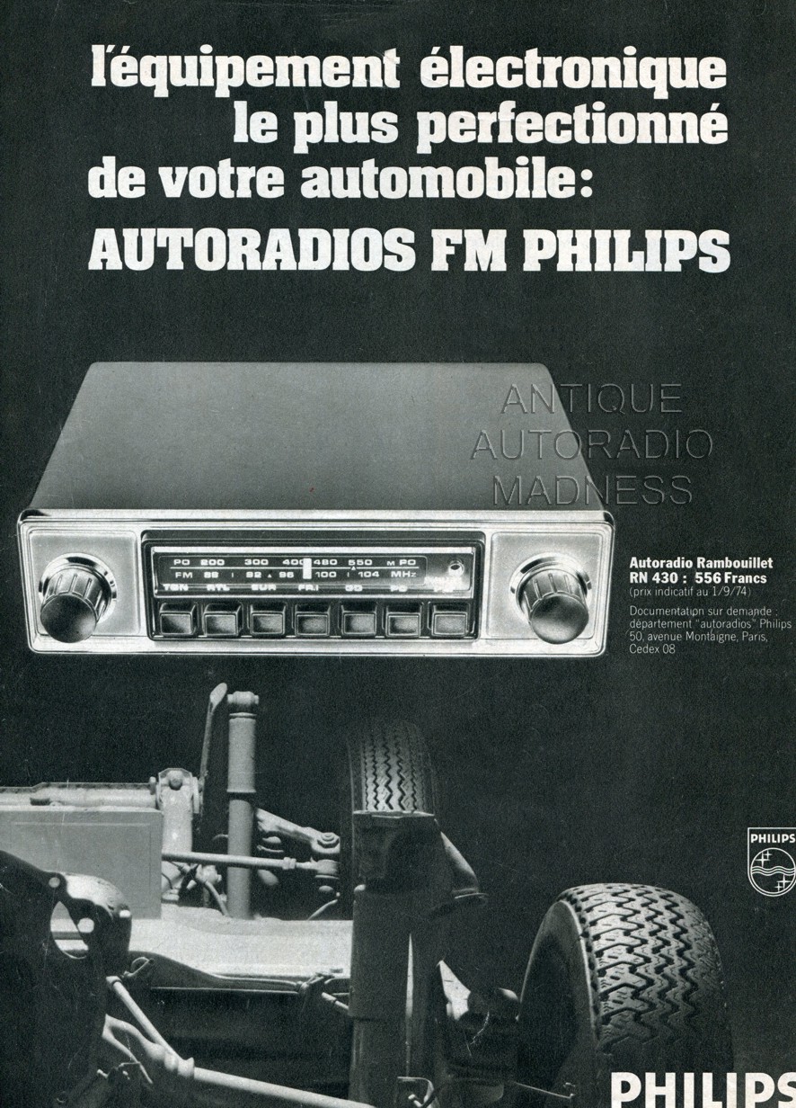 Publicité ancienne PHILIPS 1974 - RN 430 FM