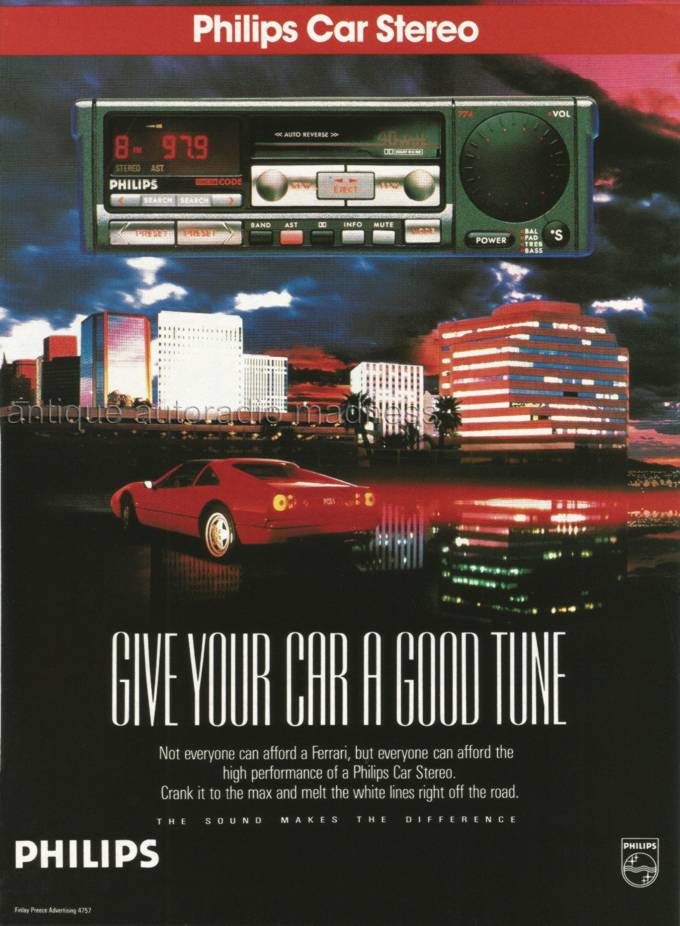 Publicité vintage PHILIPS car stereo "Good Tune" année 1989