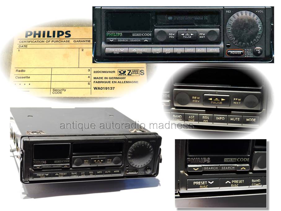Autoradio vintage PHILIPS 22DC983 - année 1990