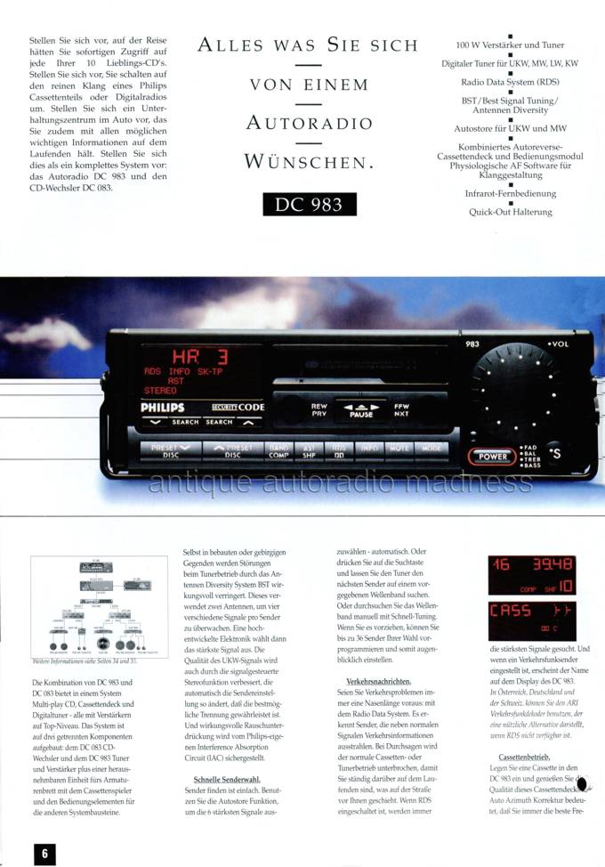 Ancien catalogue PPHILIPS car radios - année 1990-91 (Germany) - 6