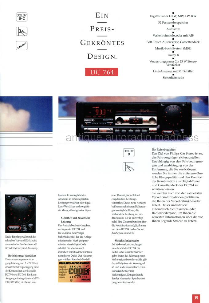 Ancien catalogue PPHILIPS car radios - année 1990-91 (Germany) - 15