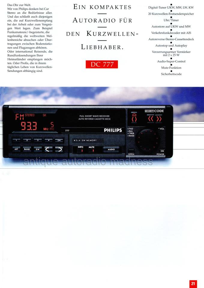 Ancien catalogue PPHILIPS car radios - année 1990-91 (Germany) - 21