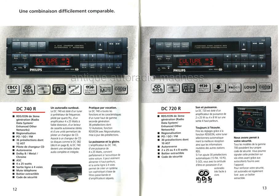 Catalogue publicitaire PHILIPS car stereo vintage - 1992-93  (Belgique - Fr)  p12 - p13