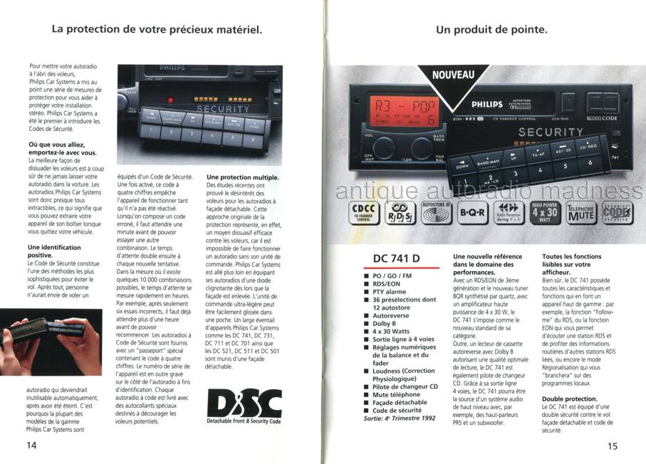 Catalogue publicitaire PHILIPS car stereo vintage - 1992-93  (Belgique - Fr)  p14 - p15