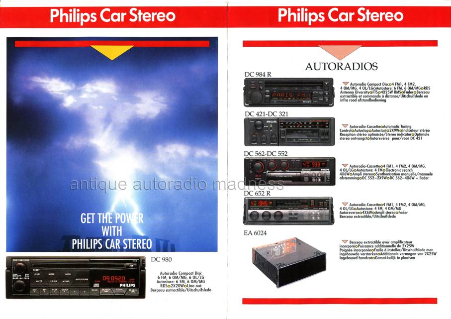 Folder publicitaire PHILIPS car stereo vintage - 1992 (Belgique - Fr) - 1