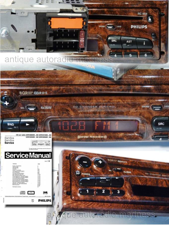Vintage wood car stereo PHILIPS model 22RC659 - year 1996Vintage wood car stereo PHILIPS model 22RC659 - year 1996 - 2
