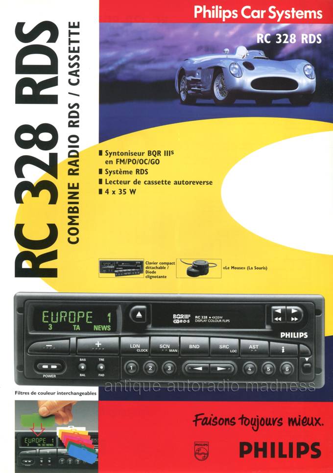 PHILIPS car systems : Feuillets publicitaires RC 328 RDS - année 1996
