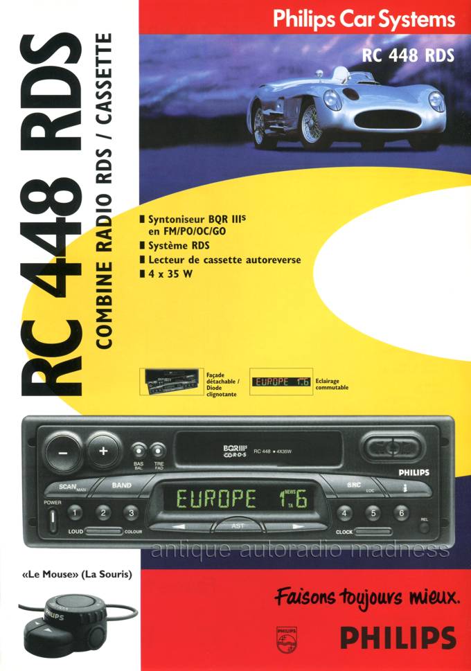 PHILIPS car systems : Feuillets publicitaires RC 448 RDS - année 1996