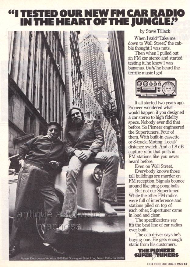 PIONEER car stereo advertising "Super tuners" (USA) - 1976