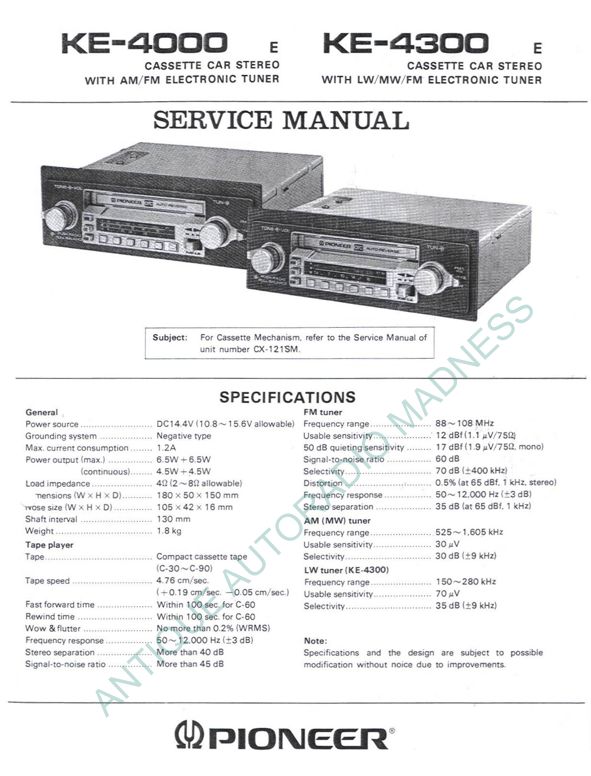 Vintage PIONEER car stereo model KP-4300 - 2