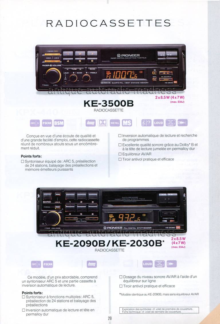 Ancien catalogue PIONEER car audio (Belgique Fr) anne 1990 - 29