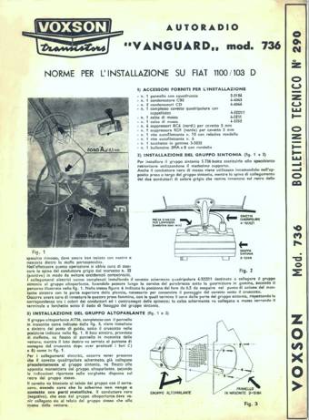 Vintage VOXSON Mirror car radio - Technical infos19663 - Model Murphy
