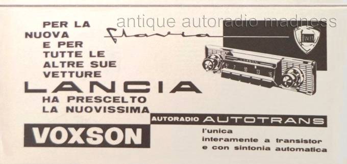 Vintage VOXSON car radio - 1961 - LANCIA Advert. 