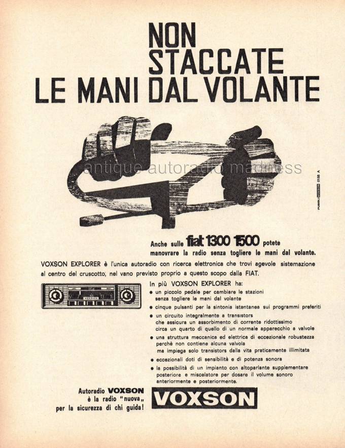 Ancienne publicité de presse VOXSON car radio (1962) - Modèle  EXPLORER 811
