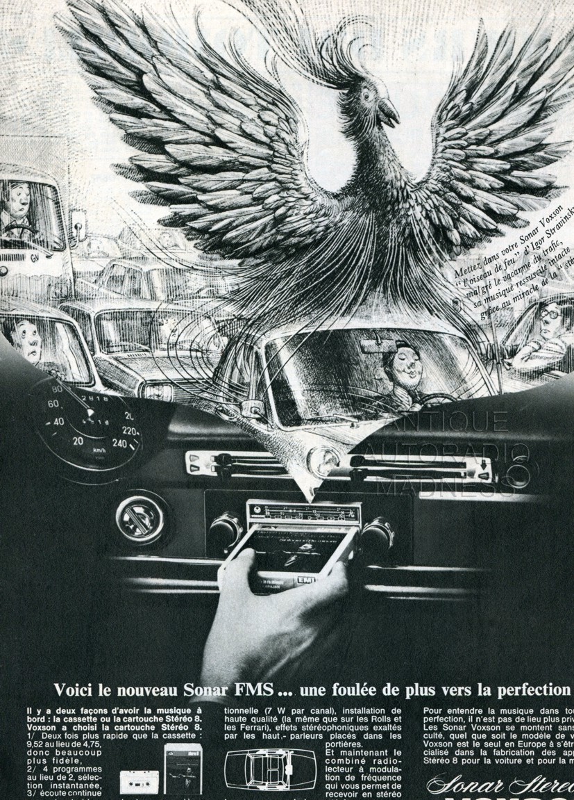 Vintage VOXSON car stereo advert. (1971) - Model Sonar FMS